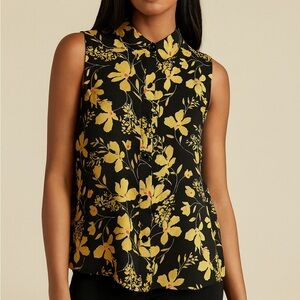 216. CaBi Black and Yellow Floral Blouse